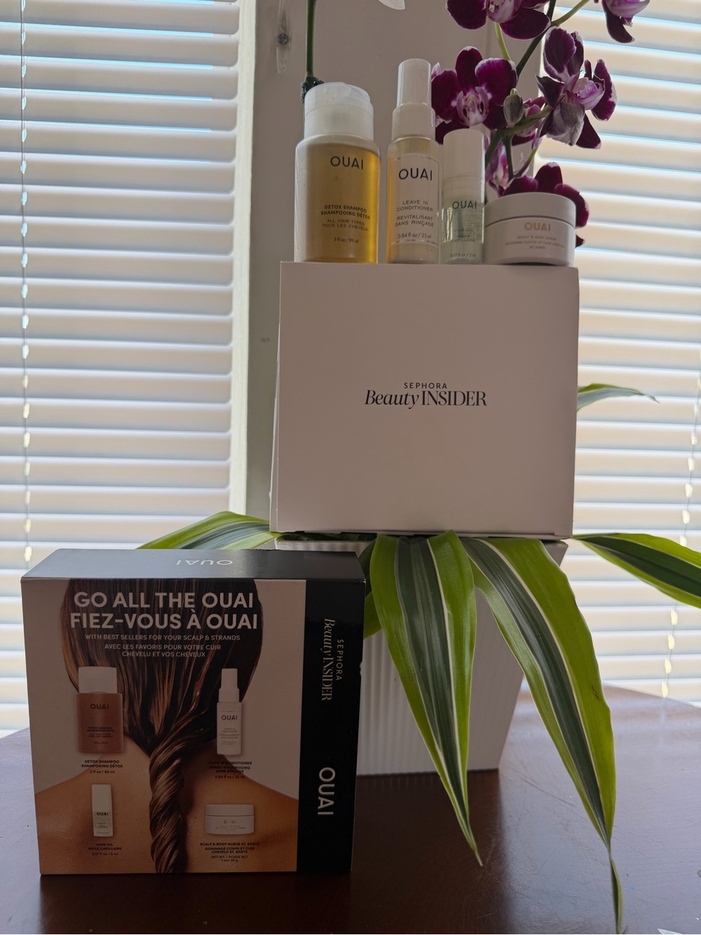 OUAI Travel Skincare & Hair Mini Set — Clear and Gold Accents